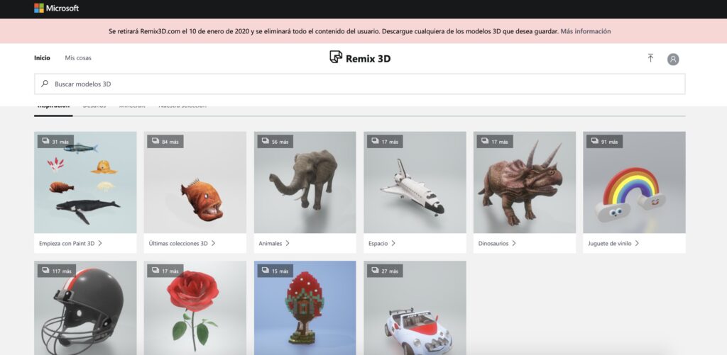 Microsoft cerrará Remix 3D, su web para compartir contenido 3D el 10 de enero de 2020