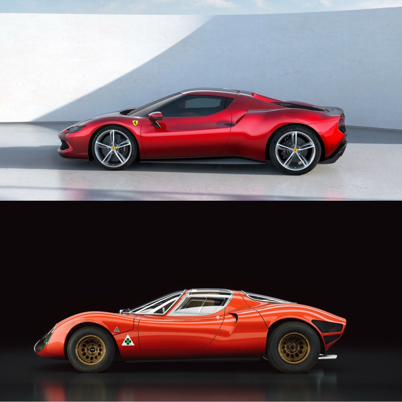 Comparativa Ferrari 296 GTB y Alfa Romeo Tipo 33 Stradale