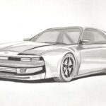 Boceto de un deportivo a lápiz