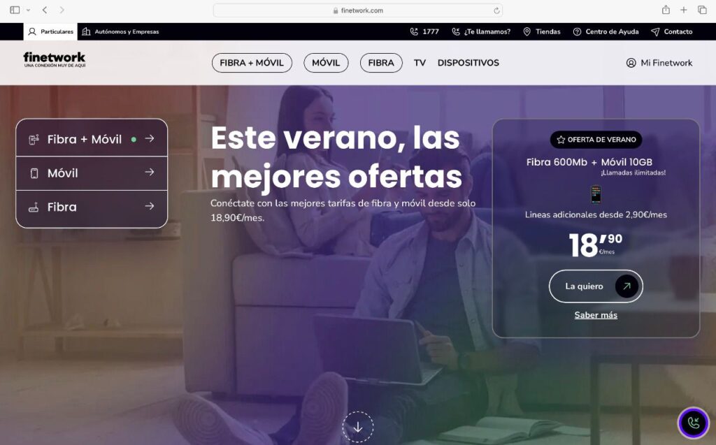 Finetwork renueva su página web que permitirá crear tarifas personalizadas