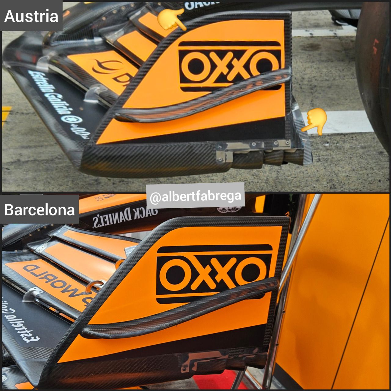 Cambios en el alerón delantero del MCL38