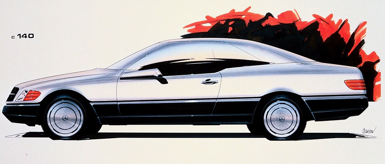 Boceto de Sacco del diseño conceptual C140 de Mercedes-Benz