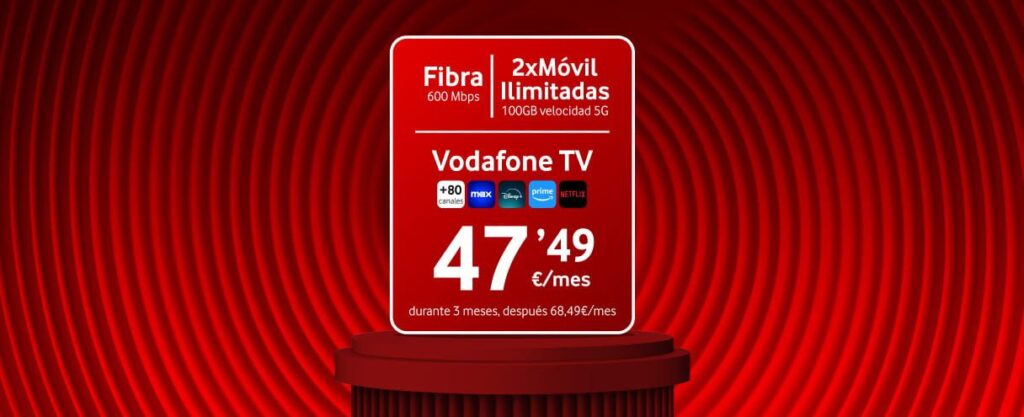 Vodafone lanza un nuevo plan convergente con fibra, móvil y plataformas de streaming
