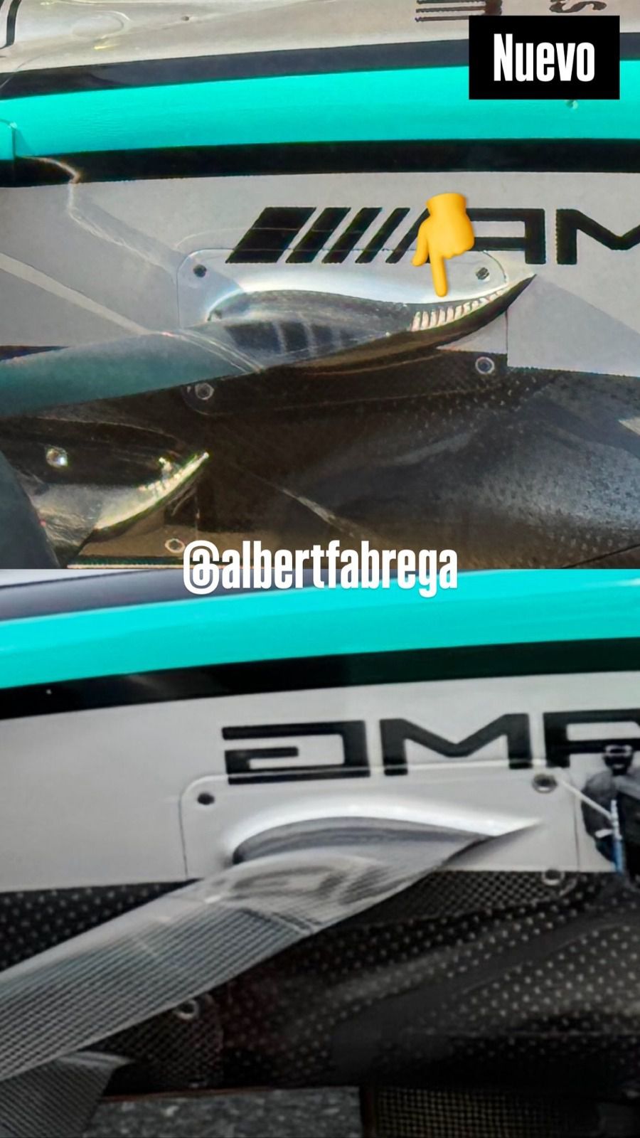 Detalle en la suspensión delanera del W16