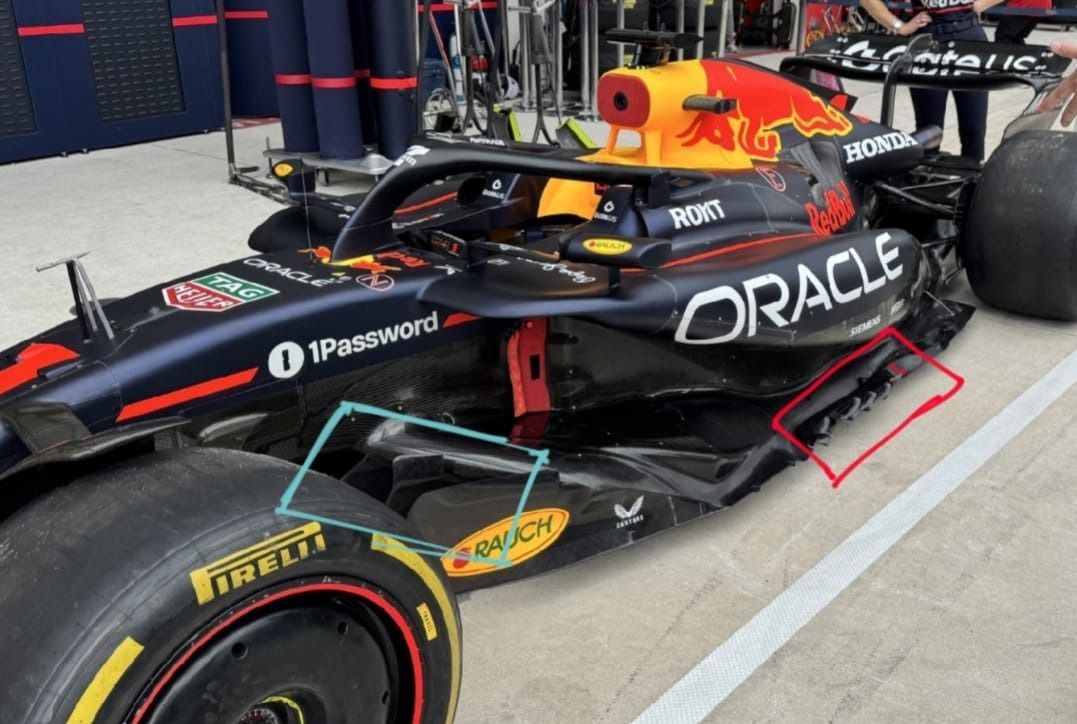 Cambios en el suelo del RB21 vistos en Miami