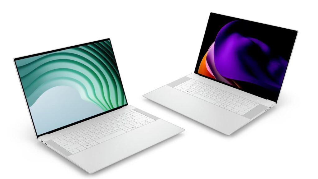 Dos laptops modernas con diseño elegante y pantallas diferentes