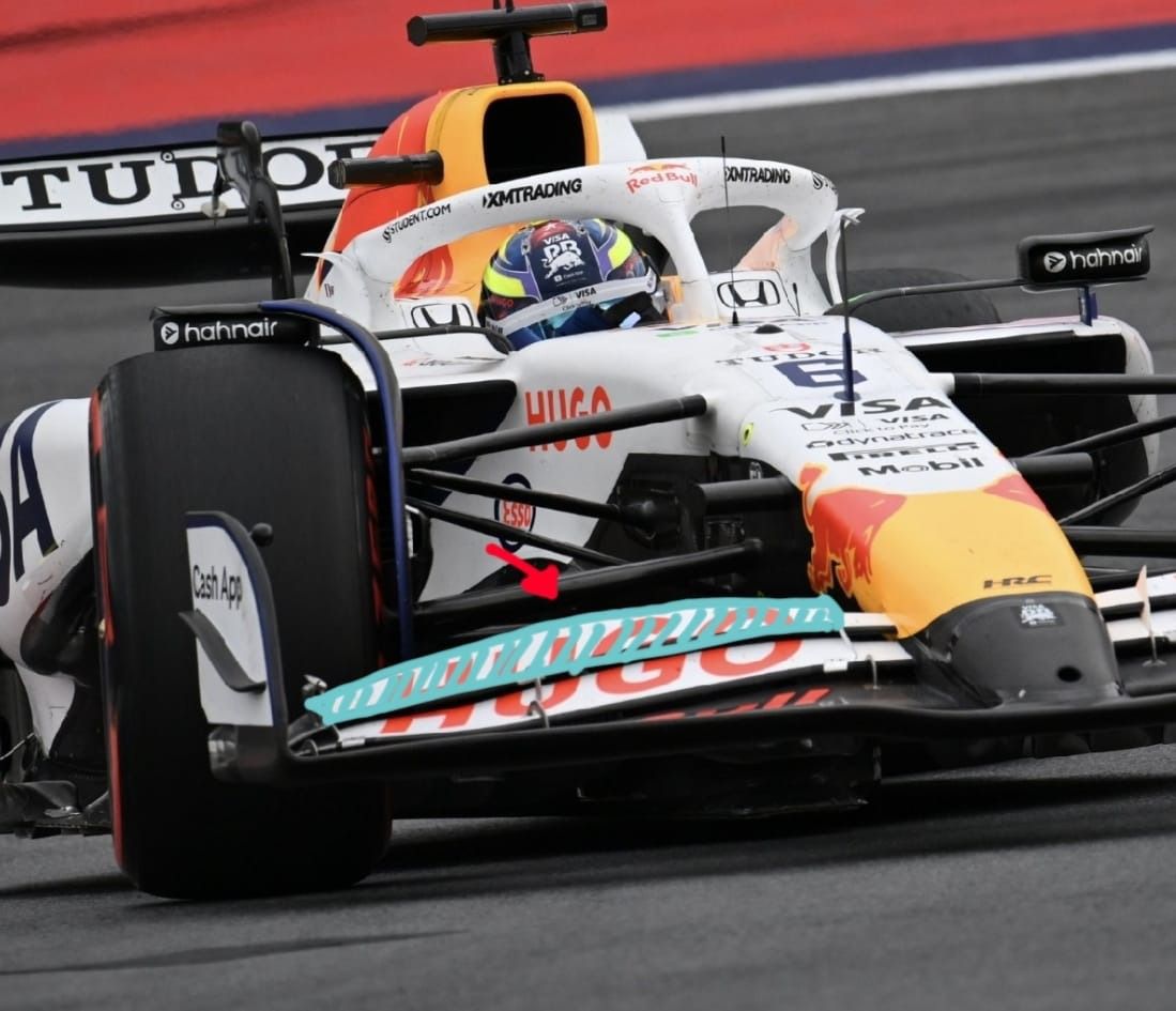 Detalle en el alerón delantero del VCARB-02” (Fuente X: @visacashapprb)