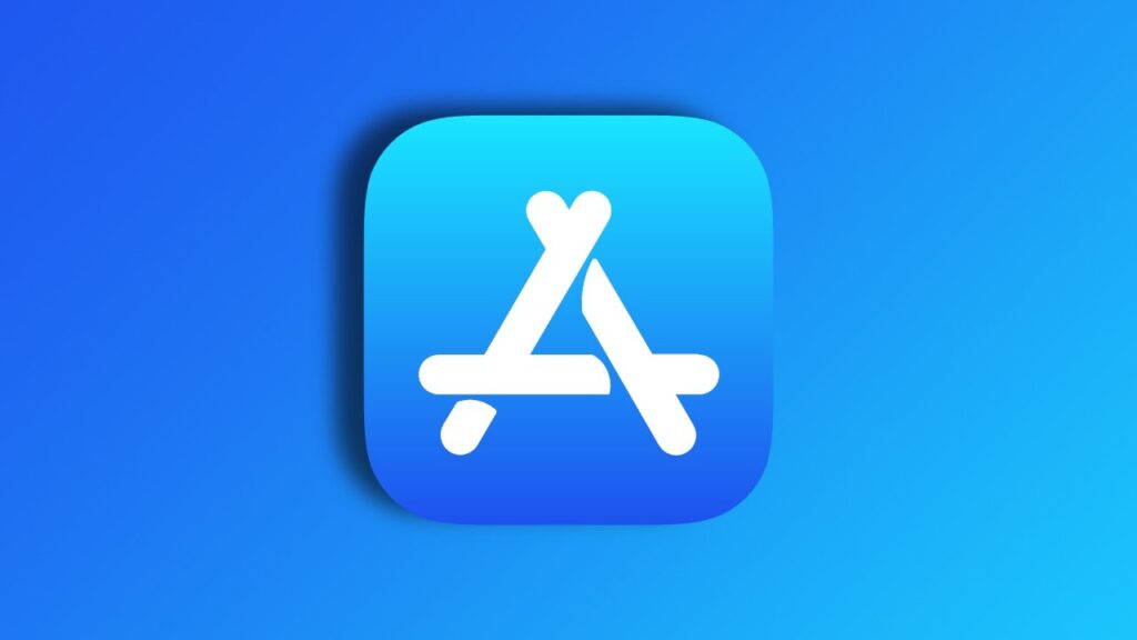 Logo de la App Store sobre un fondo azul degradado