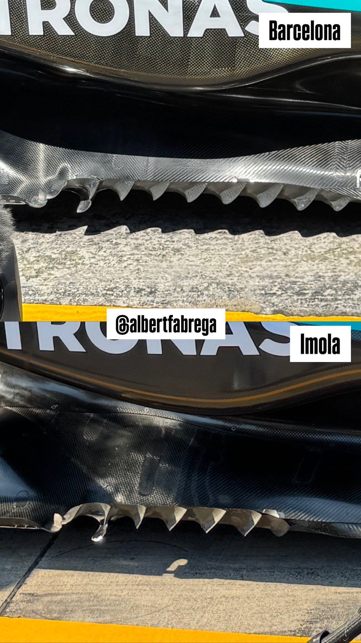 Nuevo diseño del borde del suelo del W16