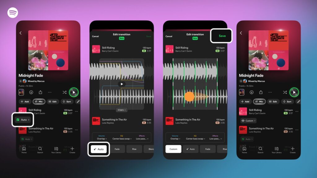 Spotify incorpora transiciones personalizadas en playlists con la nueva función Mezclar
