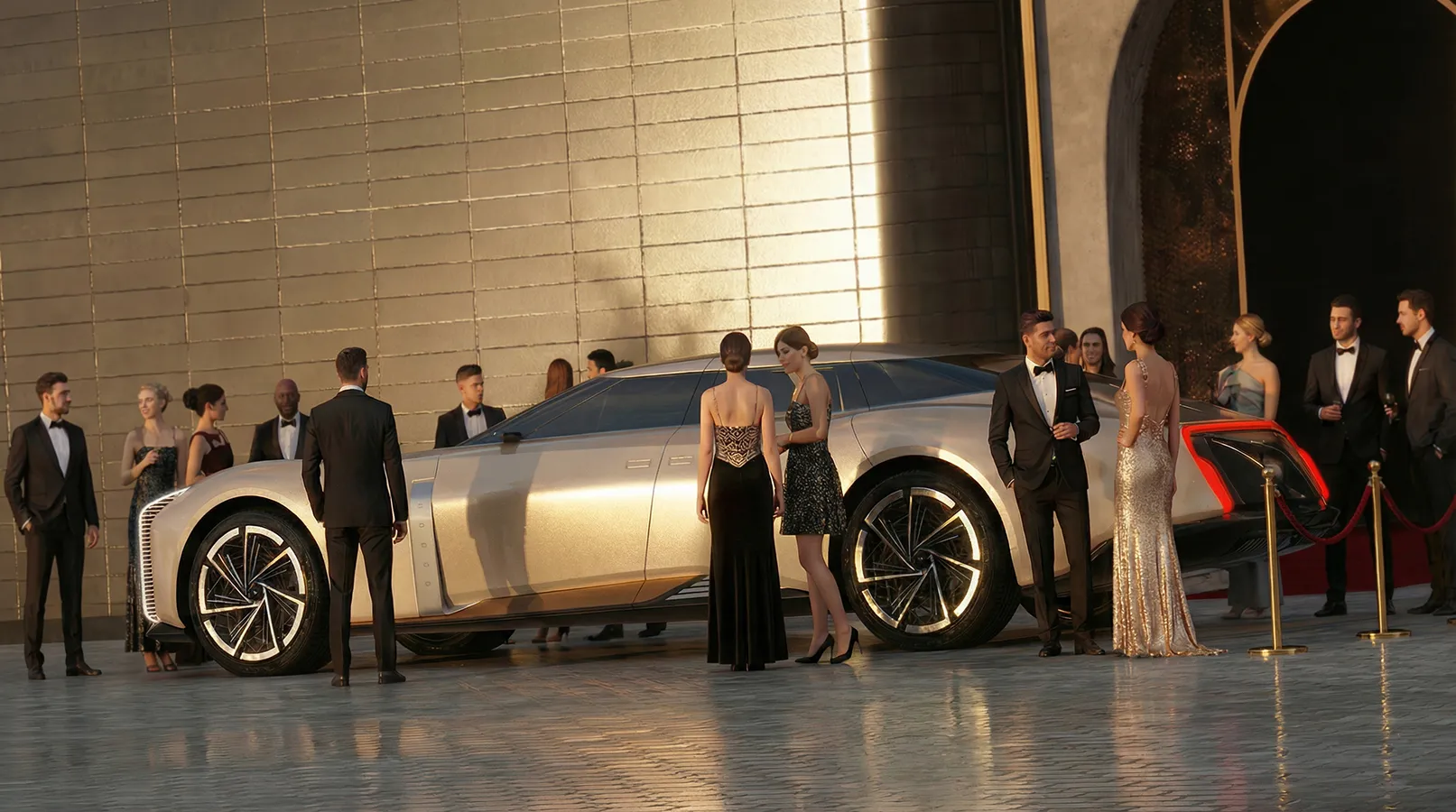 Aznom L’Epoque en un evento de lujo con asistentes elegantes.