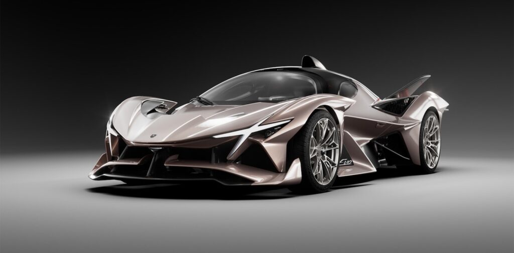 Vista frontal del hiperdeportivo Apollo EVO con diseño agresivo y aerodinámico