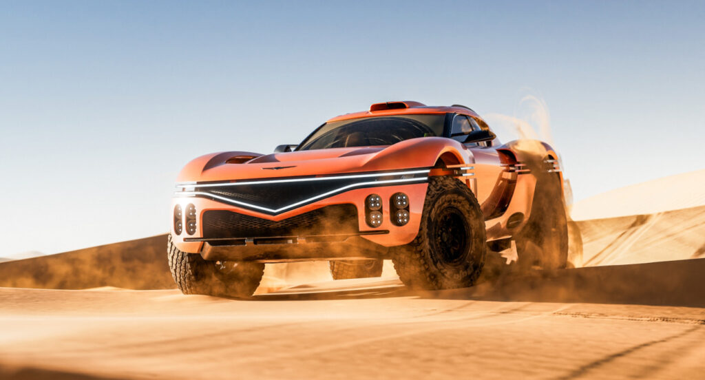 Genesis X Skorpio Concept en el desierto mostrando su diseño robusto