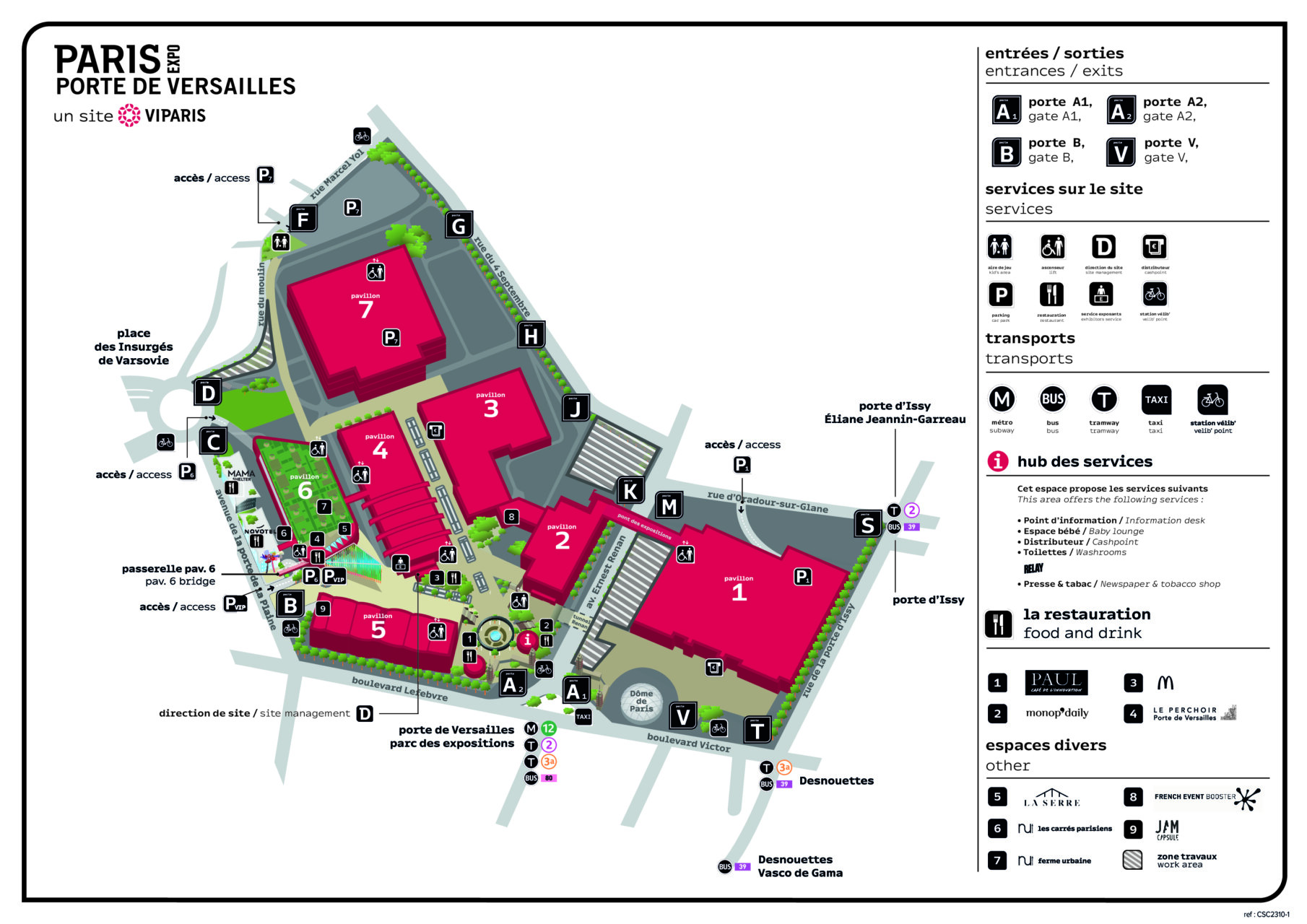 Mapa del plan de acceso al evento Rétromobile en París
