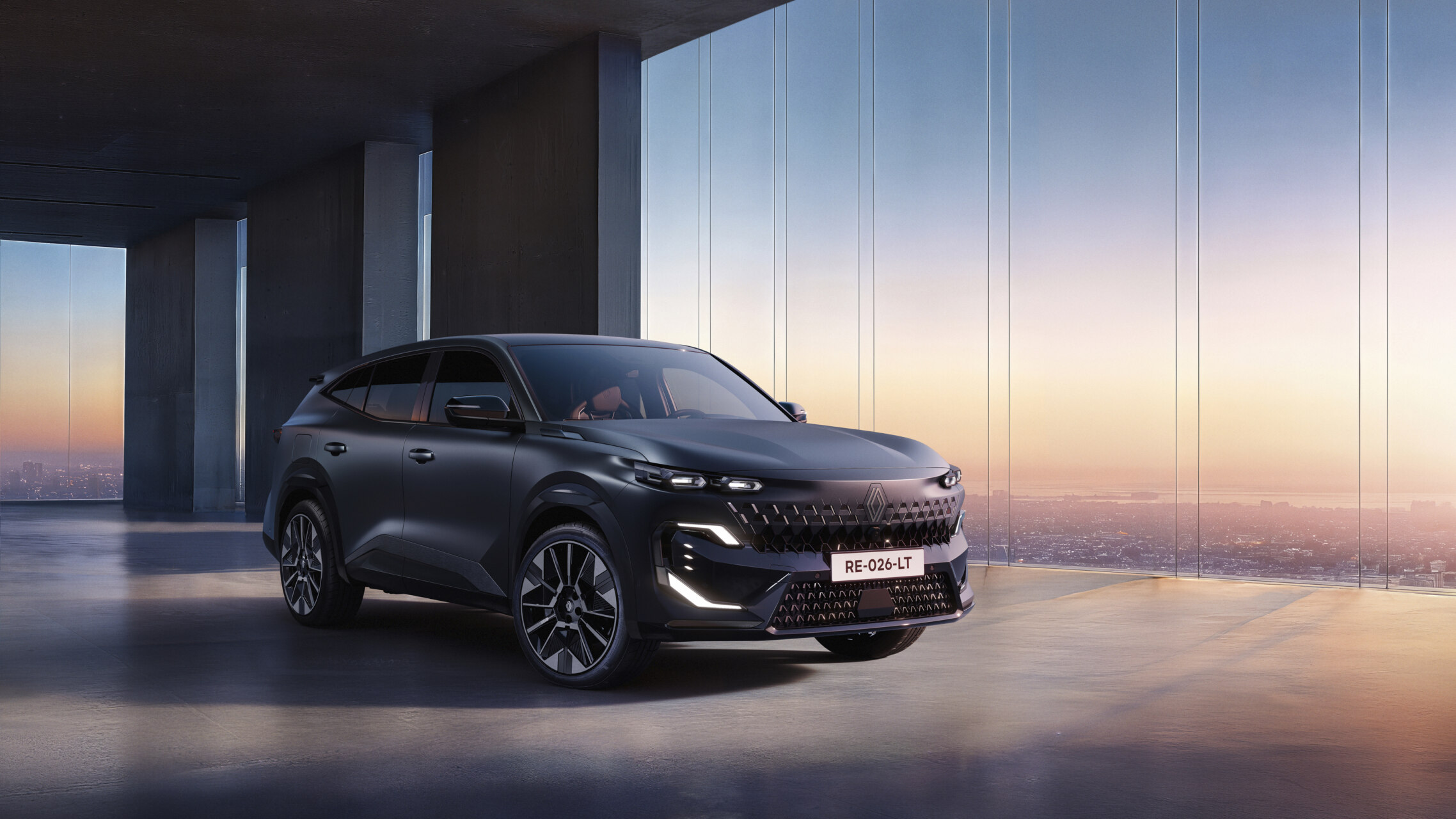 Vista lateral del Renault Filante en un entorno moderno