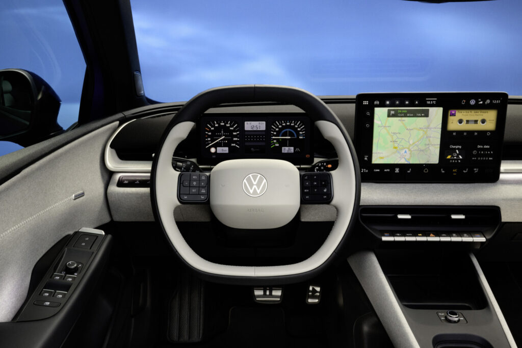 El nuevo cockpit del Volkswagen ID. Polo combina modernidad y elementos retro.