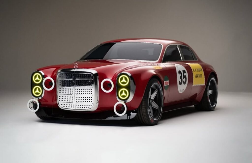 Vehículo conceptual de Mercedes-Benz con diseño futurista y detalles retro.