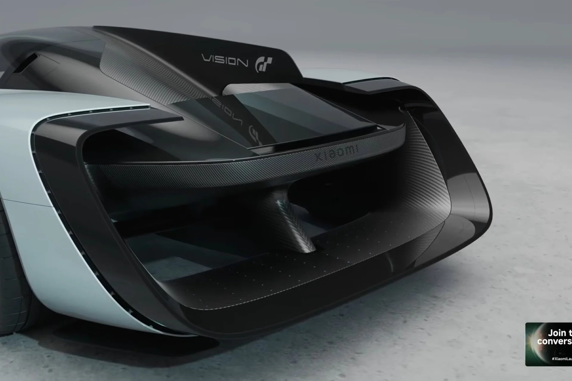 Vista trasera del hypercar eléctrico Xiaomi Vision Gran Turismo
