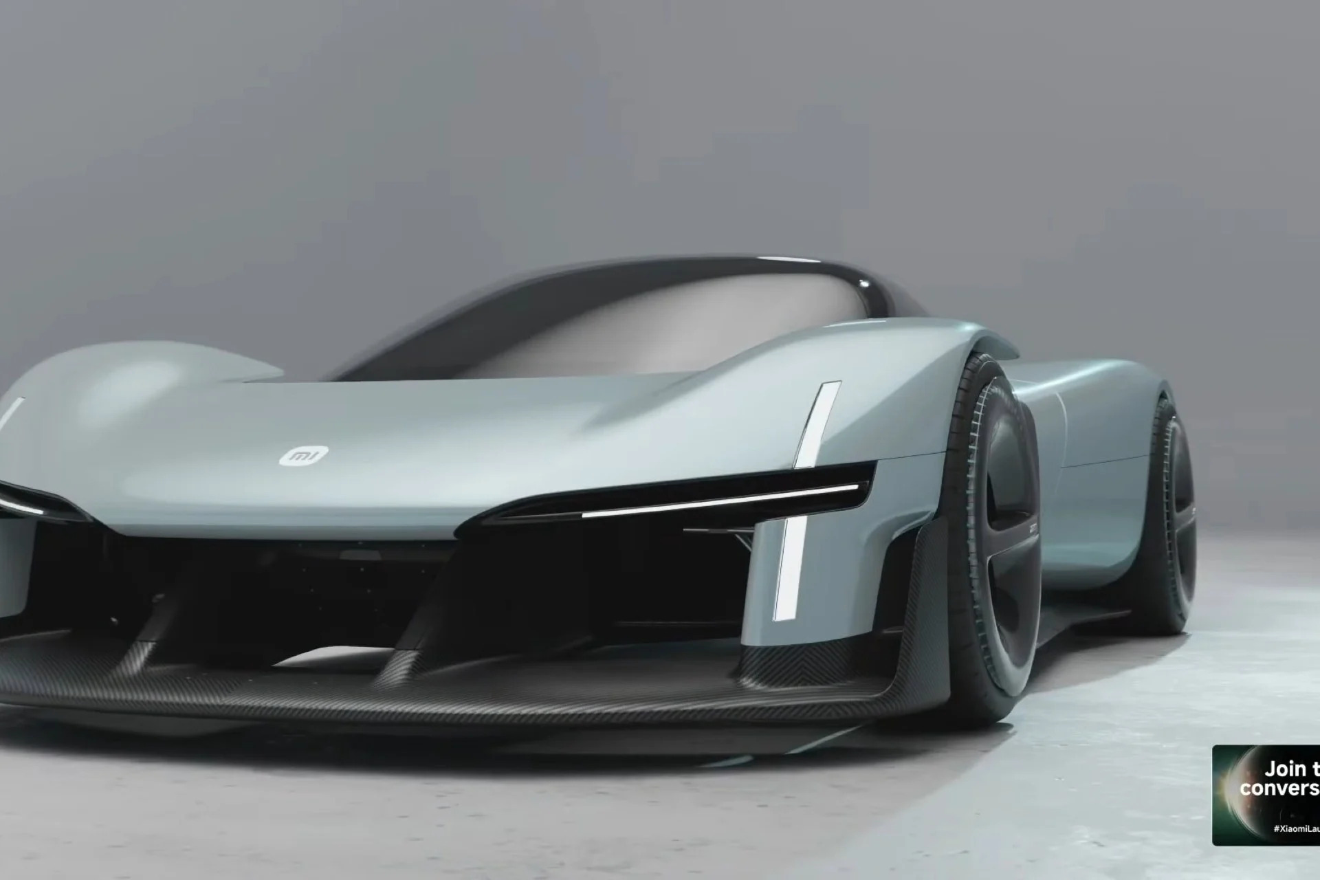 Hypercar eléctrico Xiaomi Vision Gran Turismo en fondo gris
