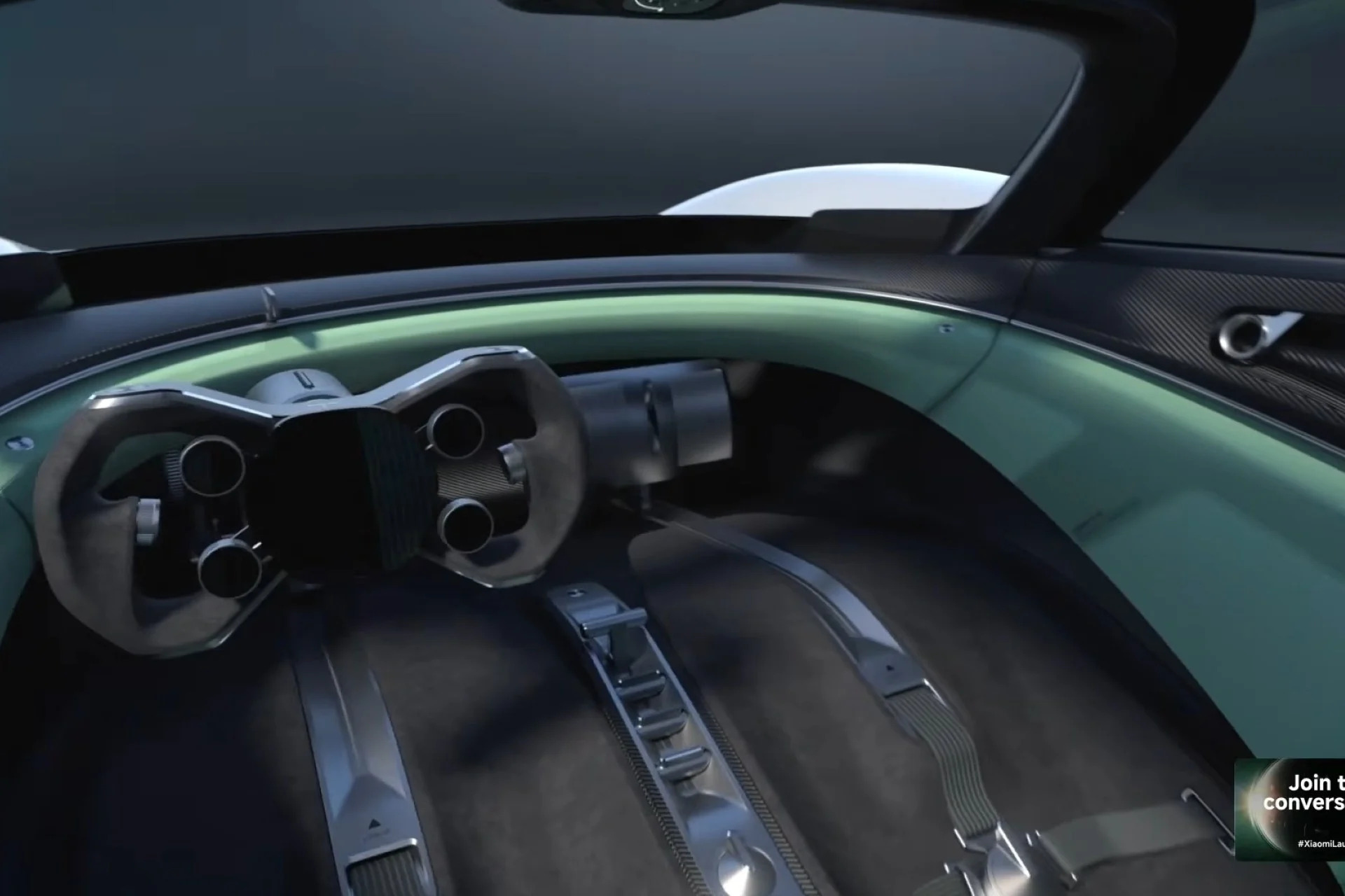 Interior del hypercar eléctrico Xiaomi Vision Gran Turismo con diseño minimalista