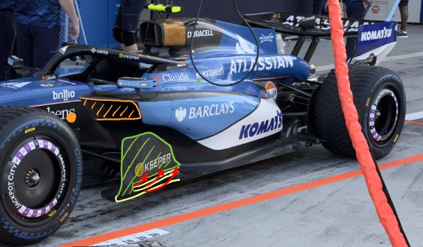 Detalles del bargeboard y entrada de refrigeración del FW48 (Foto de Albert Fabrega)