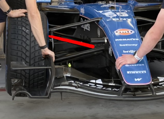 Suspensión delantera pull-rod del FW48 (Foto de Albert Fábrega)