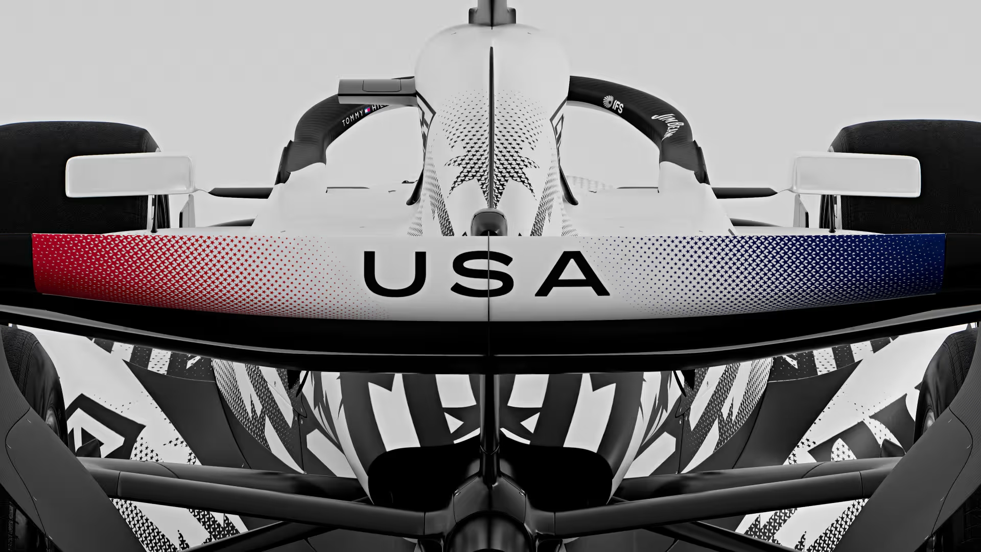 Vista trasera del coche Cadillac F1 con diseño especial para el GP de Miami