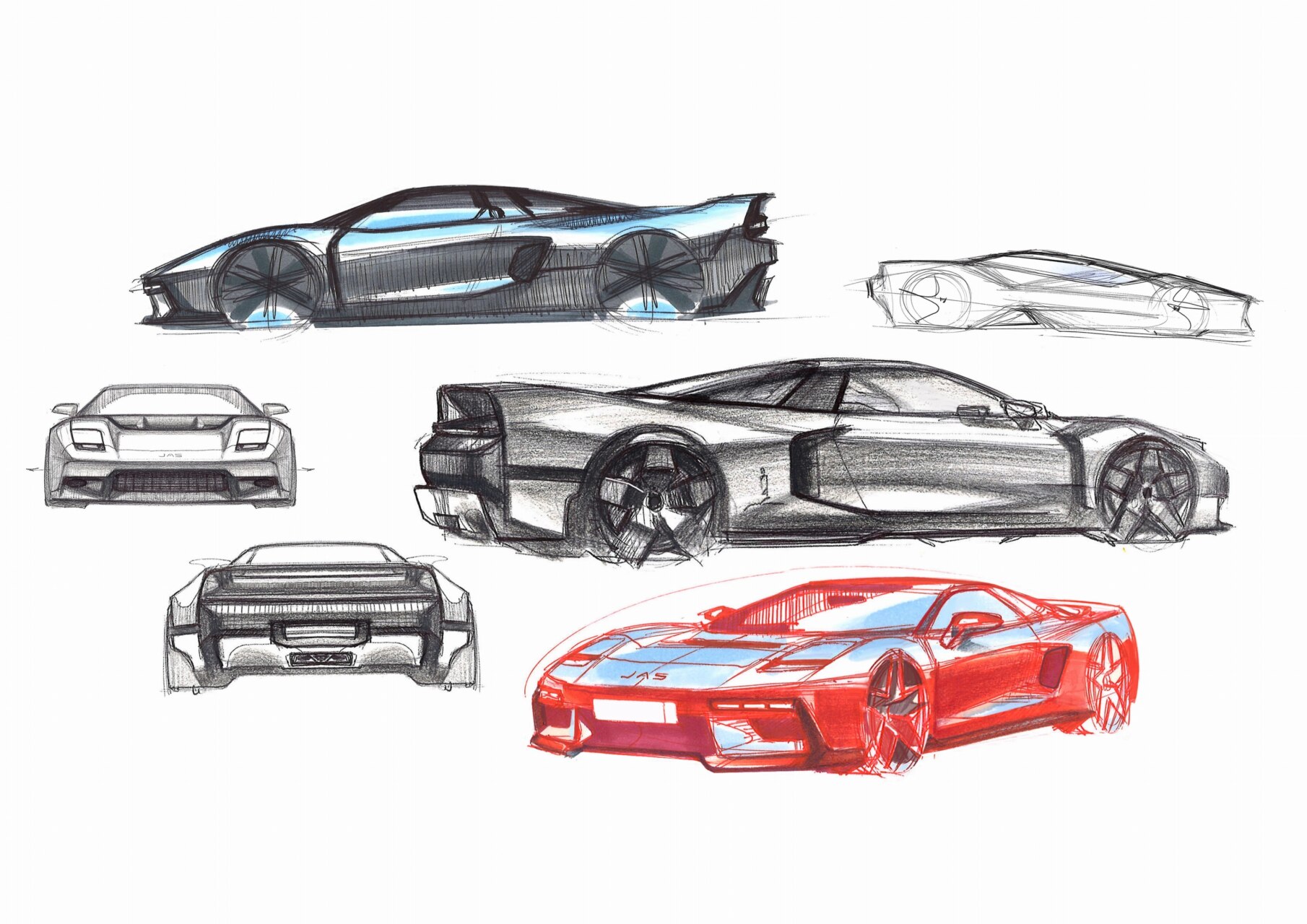 Bocetos del NSX Tensei de Pininfarina y JAS Motorsport