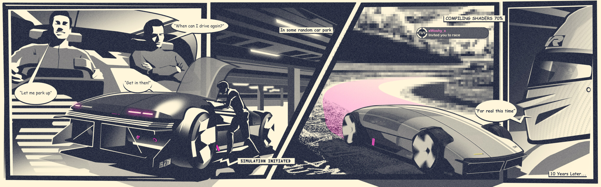 Cómic del TVR Tasmin (Autor: Charlie Berrisford)