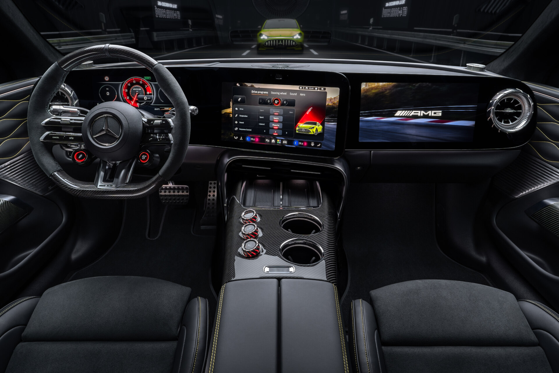 Interior del Mercedes-AMG GT 4 Puertas Coupé eléctrico con pantalla digital