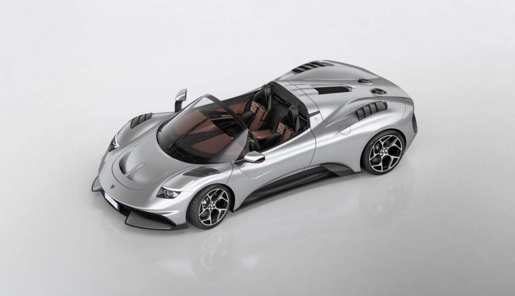 Vista del coche deportivo ARES S1 en color plateado