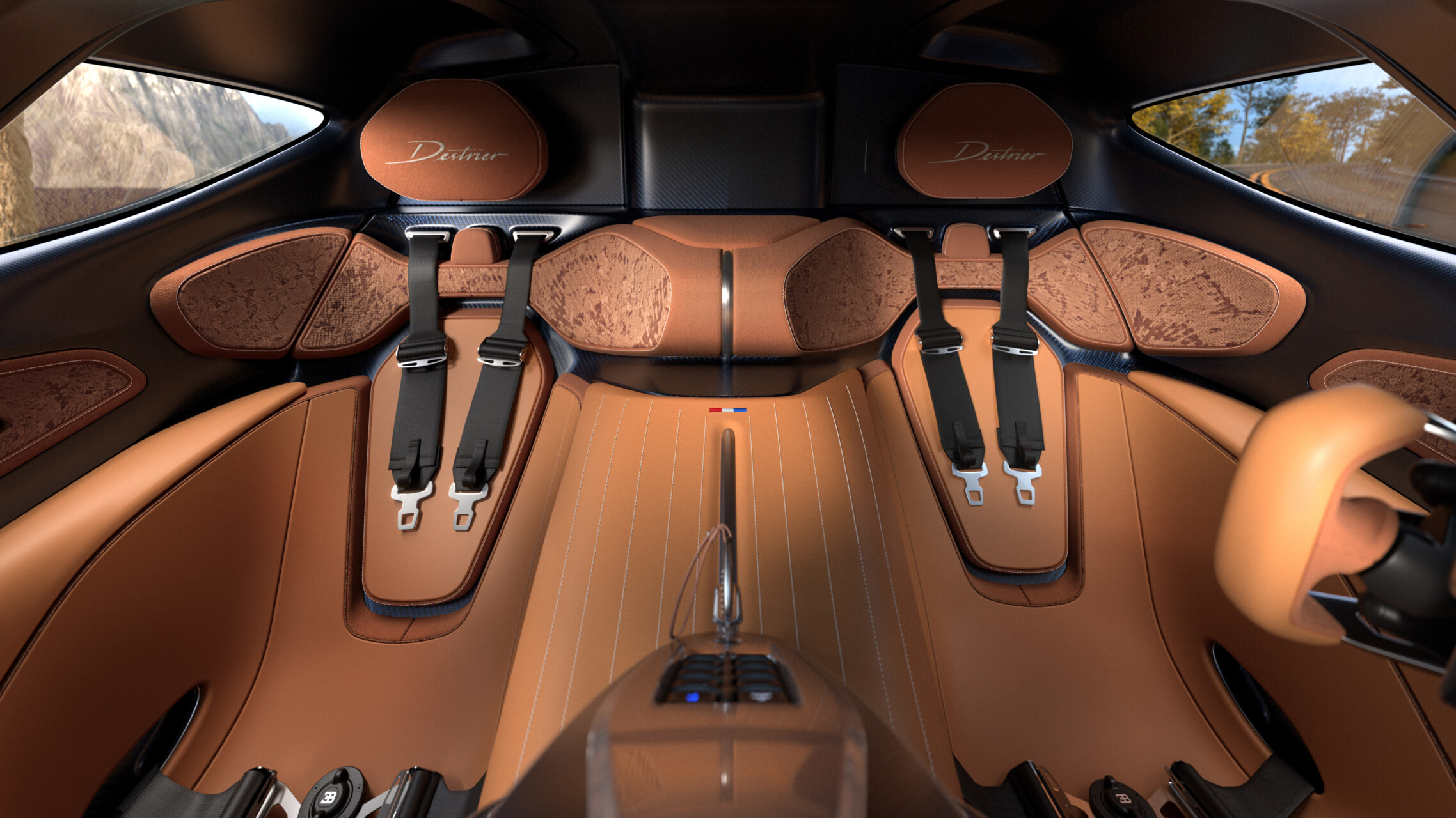 Interior del Bugatti Destrier con acabados de lujo y diseño exclusivo