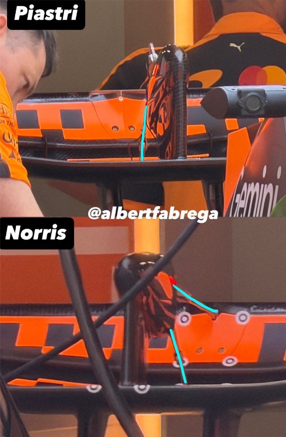 Nuevo sistema en el alerón trasero del MCL40” Créditos a Albert Fabrega (@AlbertFabrega en X)