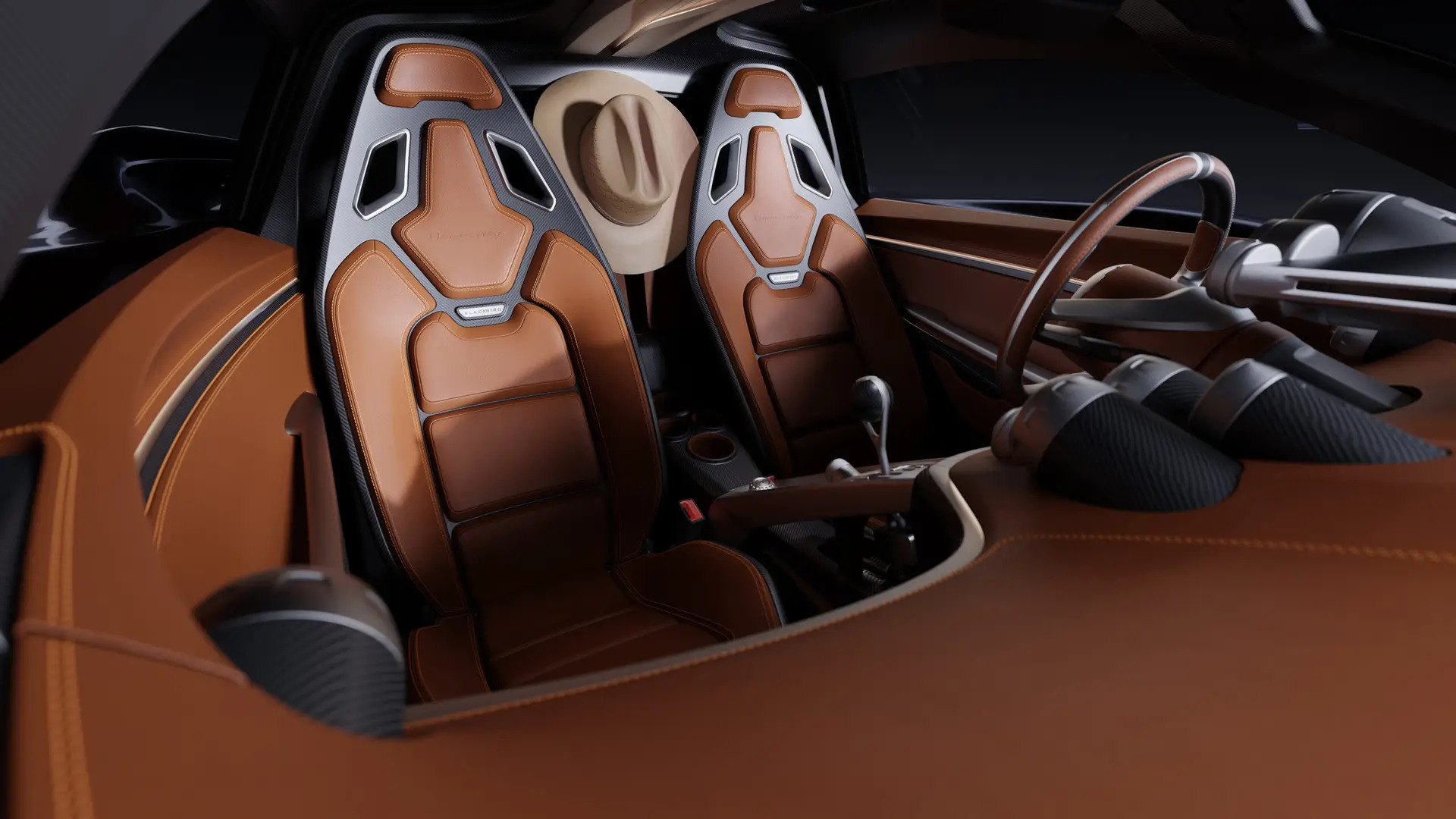 El interior del Hennessey Blackbird incorpora detalles inspirados en la aviación.