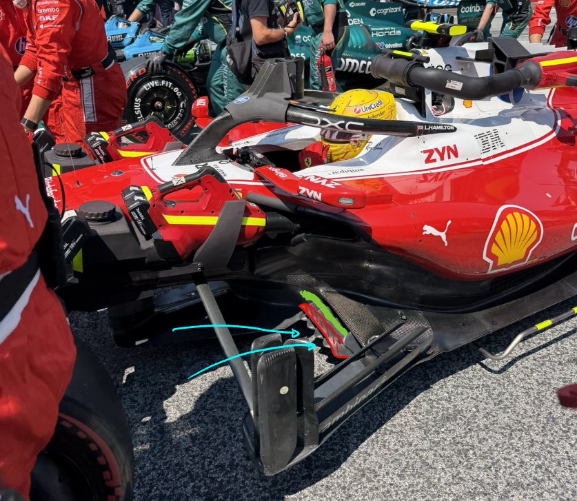 Cambios en el suelo delantero del SF-26