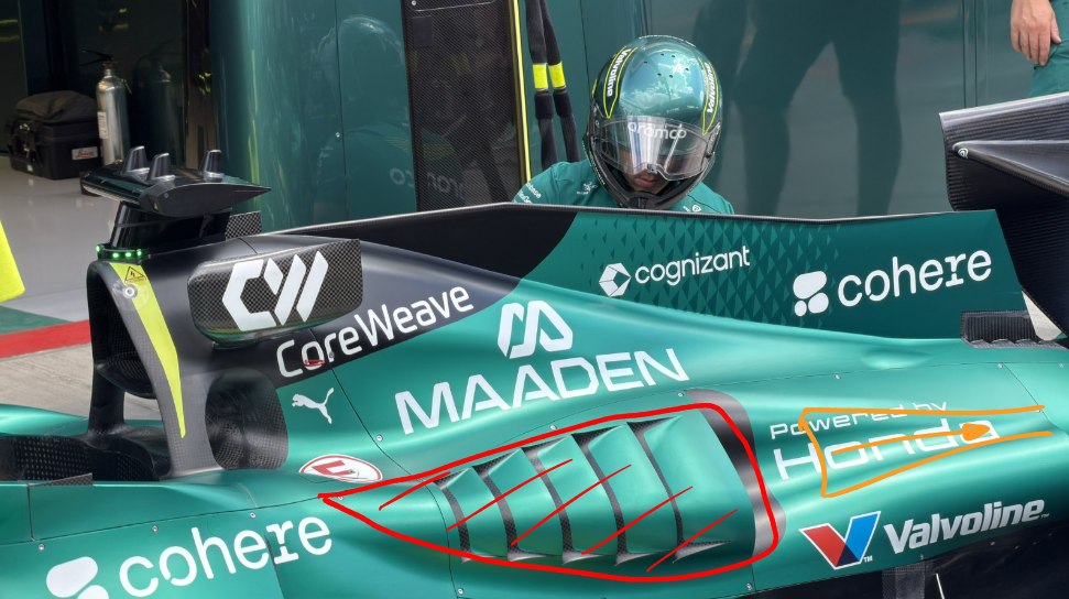 Nueva cubierta motor del AMR26” Créditos a Albert Fabrega (@AlbertFabrega en X)