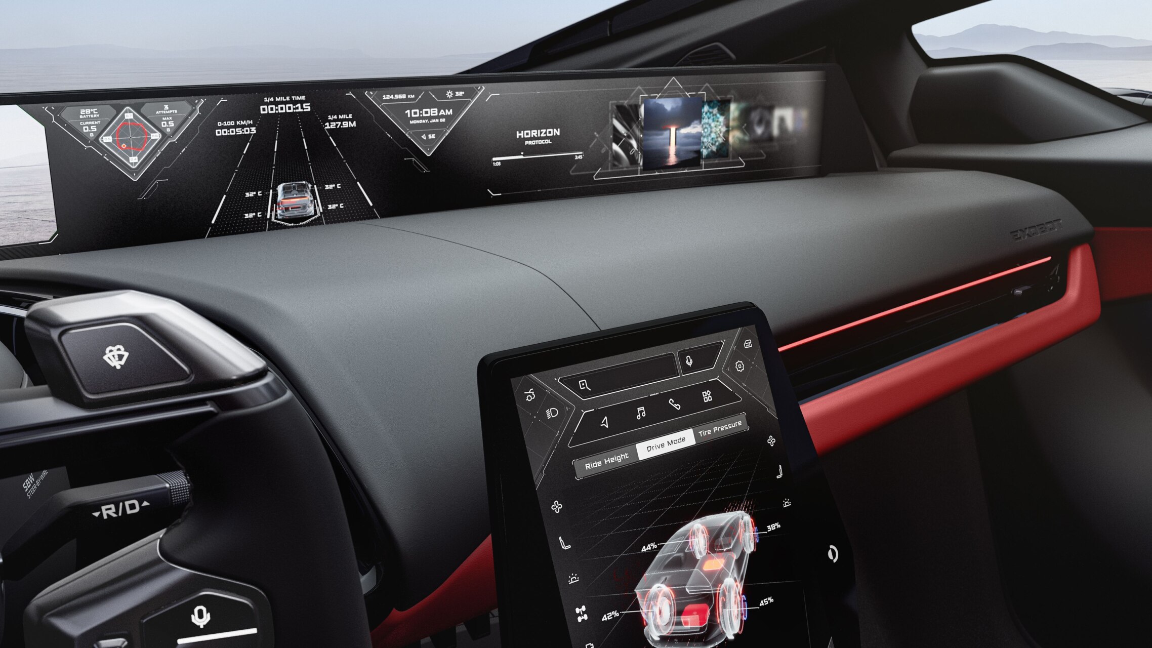 Interior del CEER Exobot con pantallas digitales y controles modernos
