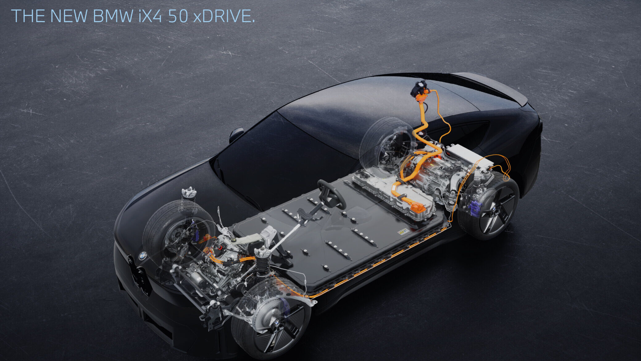 Vista del sistema de propulsión del BMW iX4 50 xDrive
