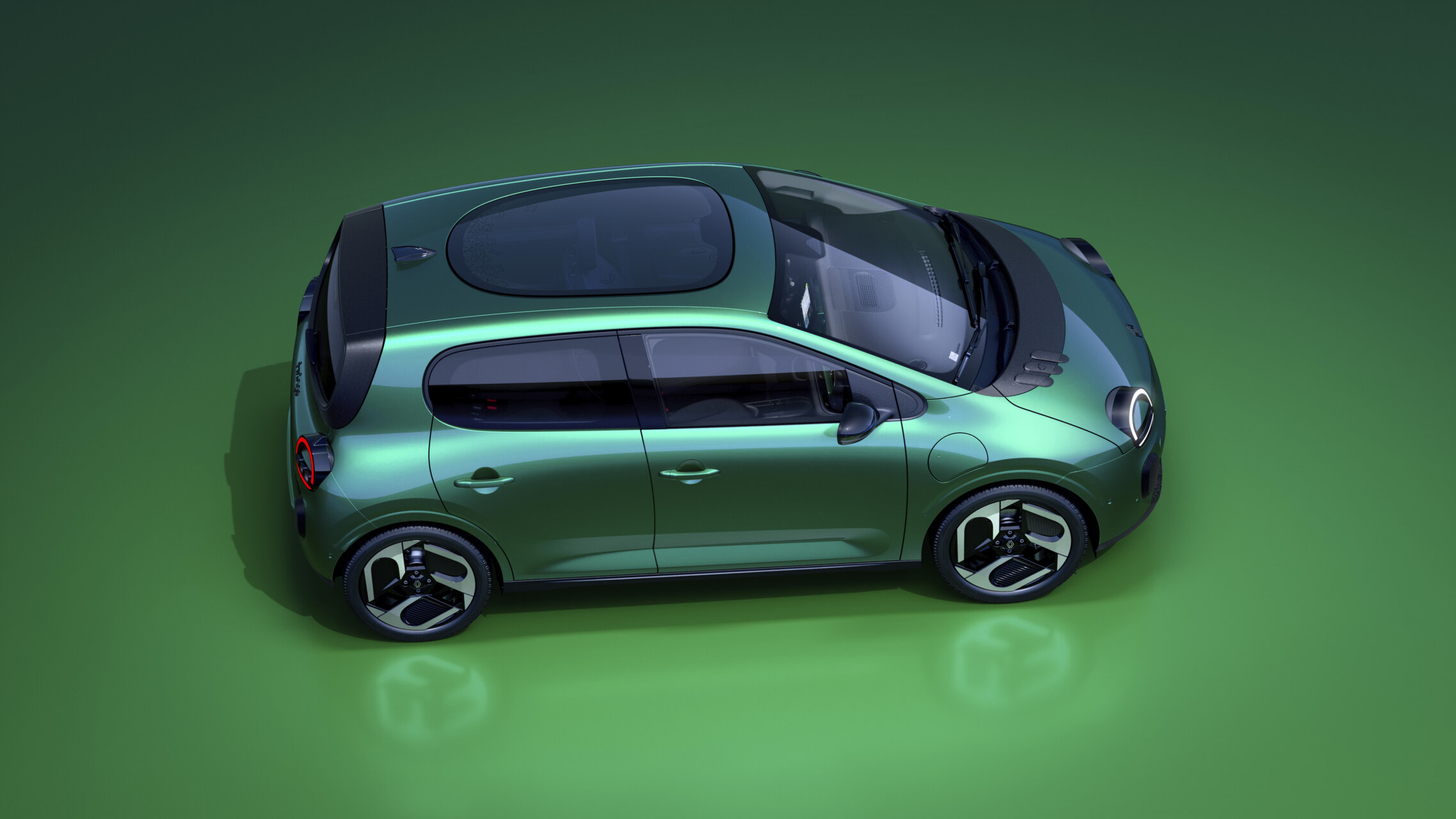 Vista superior del Renault E-Space Concept en un fondo verde